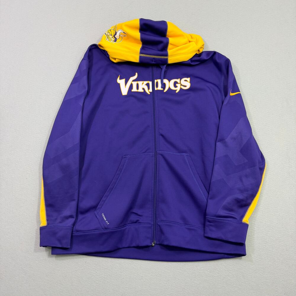 Nike Minnesota Vikings Full Zip Hoodie 2XL Purple Yellow Sweatshirt Football